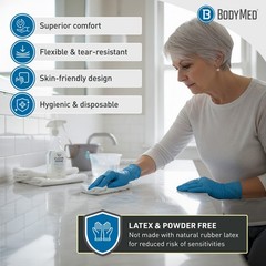 BodyMed Nitrile Gloves for Exam and Home Use, 100 Count – Latex & Powder Free