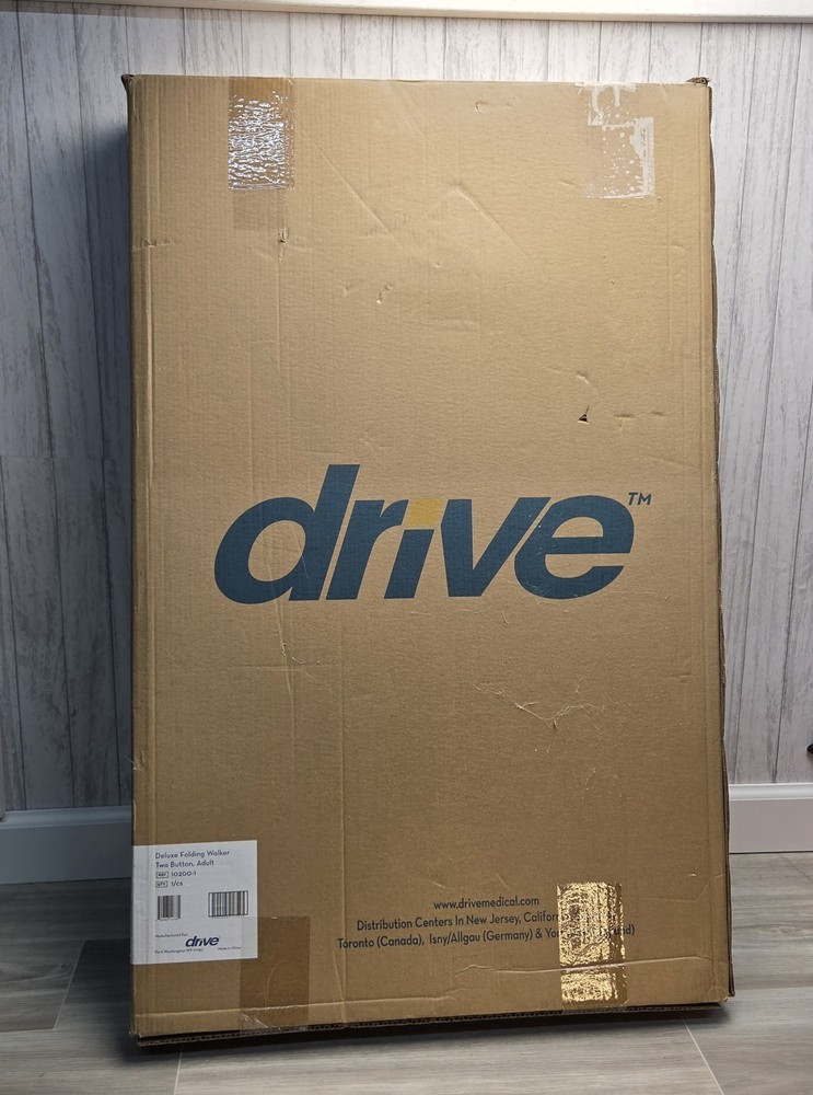 NEW Drive Medical Deluxe Folding Walker Adult 2-Button Aluminum 10200-1 350lb