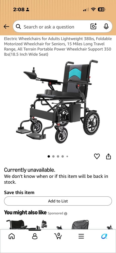 Electric Power Wheelchair w/ Joystick, Footrests, Black/Gray