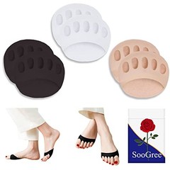 Metatarsa Foot Pads(3pairs) Reusable Soft Ball of Foot Black-beige-white