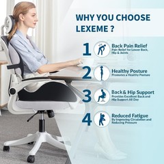 X Large Memory Foam Seat Cushion Lumbar Support Pillow for Sciatica & Tailbon…