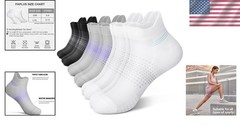Cushioned Ankle Compression Socks for Women – 6 Pairs in Black, White, Grey