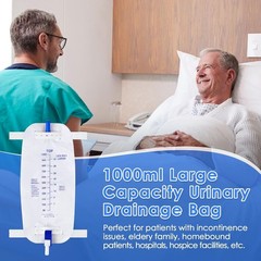 5 Pack 1000Ml Leg Bag Urinary Drainage Bag with anti Reflux Valve, 33.8Oz Large