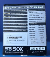 SB SOX XL Compression Calf Sleeves 20-30 mmHg Unisex Medium Black Grey One Pair