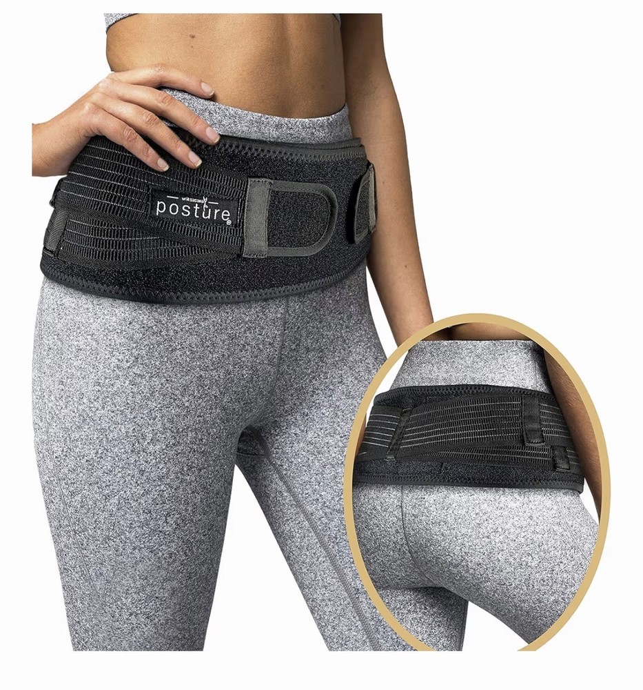 Vriksasana Posture Sacroiliac Hip Belt | Petite Black, 26in – 31in
