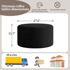 Bshomgi Round Coffee Table Ottoman For Corduroy Cloud Sectional Couches In A