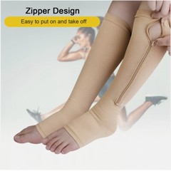 1/3PK Zipper Compression Socks Closed Toe 20-30mmHg With Zipper Safe Protection