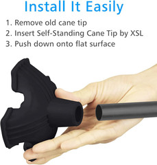 Cane Tips – Heavy Duty Rubbers Self Standing Quad Base Replacement Walking Cane