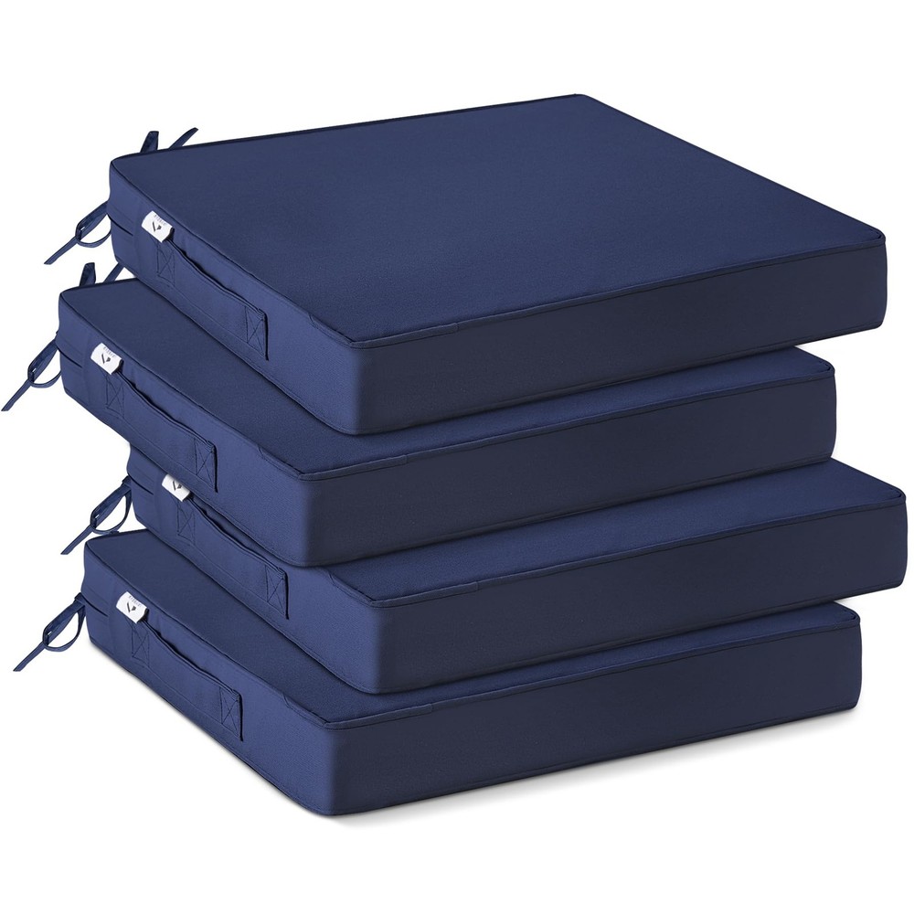 IPYNBAP Outdoor Chair Cushions Set of 4 -Waterproof 19x19x3-Square, Navy Blue