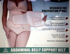 Womens Adjustable Stomach 3 way Abdominal Support Band Belly Binder LARGE Beige