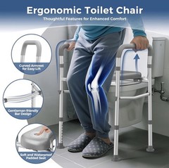 Raised Toilet Seat w/ Handles Adjustable Heavy Duty 400 lb New