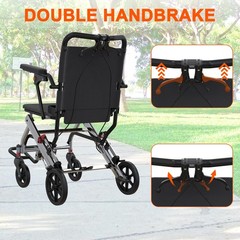 Ultra Lightweight Elderly Transport Wheelchair Portable Folding Transport Chair