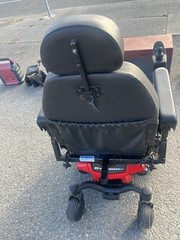 Jazzy 600 ES Power Wheelchair 6-Wheel Joystick Padded Armrests Red/Black