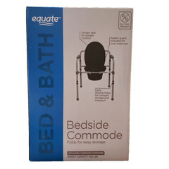 Equate Bedside Commode | Folding, Height Adjustable, Splash Guard | 400 LBS