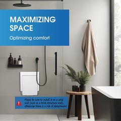iHork 15×15 Folding Shower Seat 550lb Stainless Wall Mount Bath Safety Bench