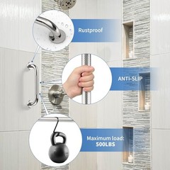 12 Inch Stainless Steel Chrome Shower Grab Bar, Bathroom 1 Foot (Pack of 1)