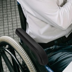 1 Pair Universal Durable Wheelchair Armrest Pads PU Material Black Covers