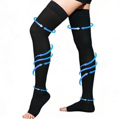 Medical Compression Stockings for Women & Men, 20-30 mmHg Thigh Large, Black