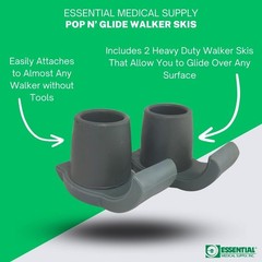 Durable Pop & Glide Walker Ski Glides, 2 Pack – Universal Attachment for Walkers