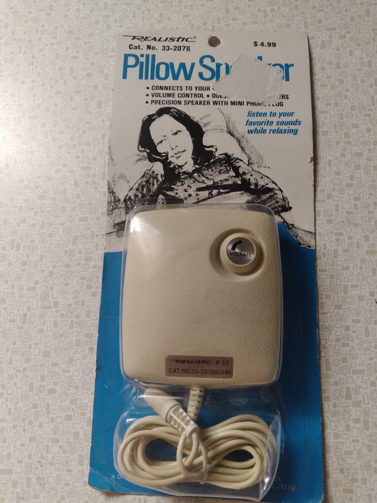 *NIP* Realistic P-10 Vintage Pillow Speaker – 1980s 33-207B W/VOLUME CONTROL
