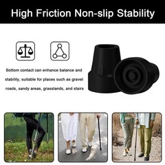 4 Pack 3/4 Inch Rubber Cane Tips Non Slip for Walkers Crutches Chairs Black
