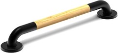 Safety Grab Bar for Bathroom 24 inch, Natural Bamboo Handle, ADA Compliant