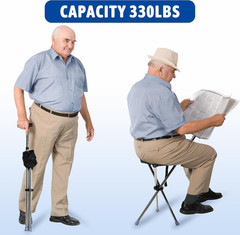 Walking Cane with Seat, Adjustable Height 34″-38″ Cane Chair Capacity 220Lbs, Fo