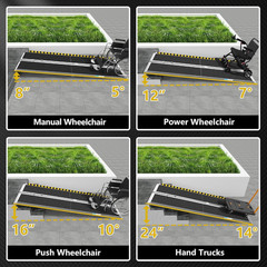 8FT Portable Wheelchair Ramp, Non-Slip Aluminum Folding Handicap Ramp, Ramps for