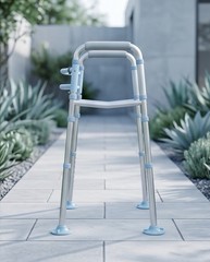OasisSpace Adjustable Height Walking Frame Aluminum Silver/Blue Indoor