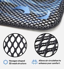 Cool 3D Air Mesh Car Seat Cushion Pad 41x15in Black for Car Office Wheelchair