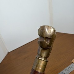 Brass Horse Head Handle Walking Stick Spiral Wood Cane Vintage