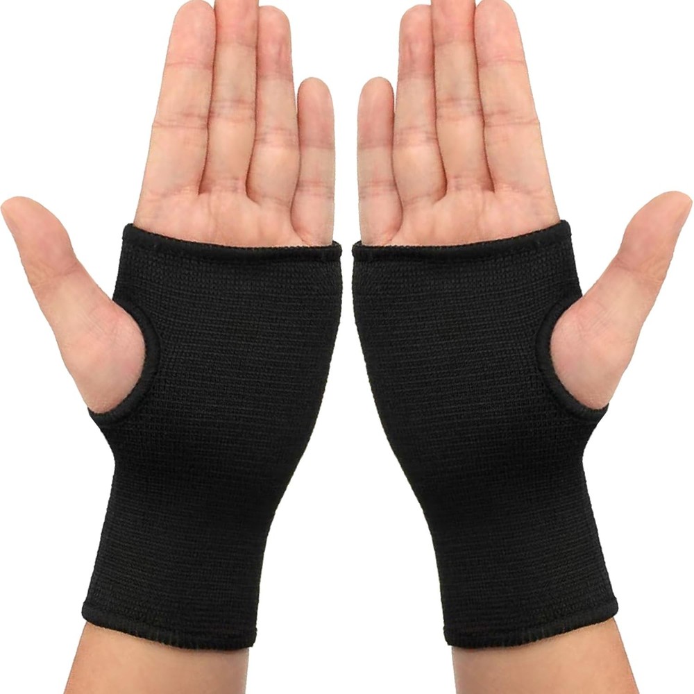 1 Pair Palm Brace Wrist Support Sleeves Compression Carpal Tunnel M, Black