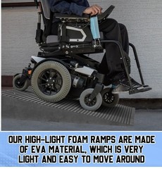 4″ Rise Lightweight EVA Threshold Ramp for Wheelchairs, Walking, Scooter, 36″L x