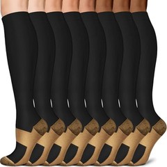 Sooverki Copper Compression Socks for Men & Women 8 Pack 15-20mmHg – Knee Hig…