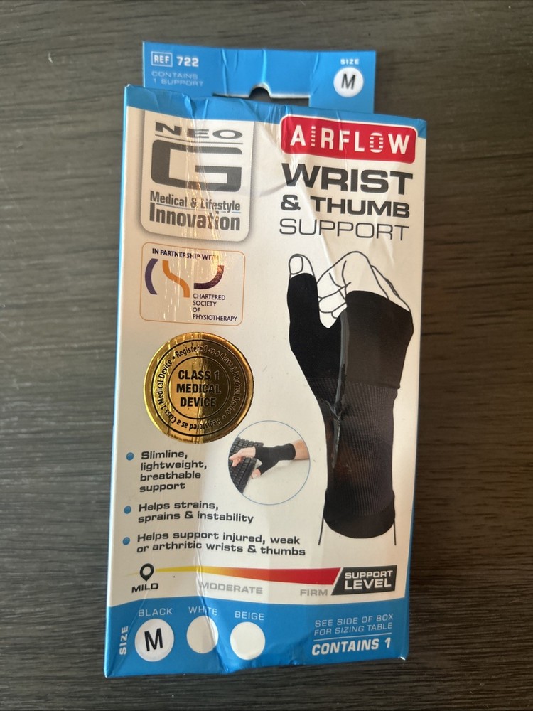 Neo G Airflow Wrist & Thumb Support Black Medium Mild Support Level