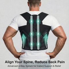 TitanGuard Full Back Posture Corrector for Men – M(Waist:32.7″-41.7″), Black