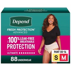 Depend Protection Plus➕ Ultimate Underwear for Women, 88 Count – Size: S/M