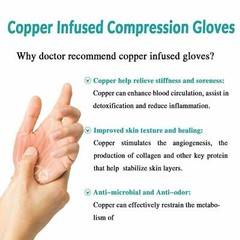 Copper Compression Gloves Carpal Tunnel Arthritis Joint Pain Relief Hand Support