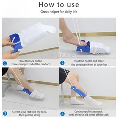 2 In 1 Sock Aid Device Sock Helper Easy On Easy Off Foam Handles Elderly Adult
