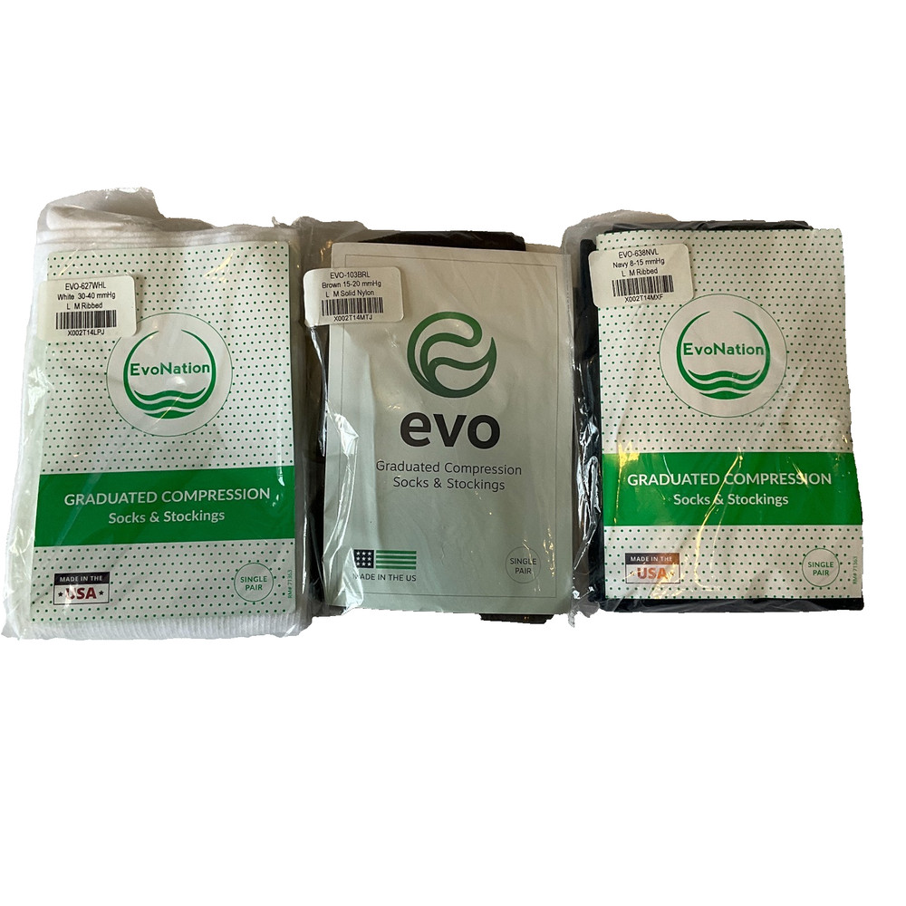 Evo Nation Graduated Compression Socks Mens Size L Multicolor mmHg 3 Pair