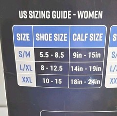 New PhysFlex 20-30mmHg Compression Socks Size S/M Men Women Knee High Black