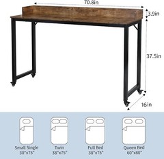 Overbed Table with 360° Wheels Over Bed Table King Queen Laptop Computer Desk