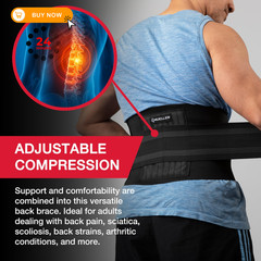 MUELLER Sports Medicine Adjustable Back Brace, Ideal for Upper Small, Black