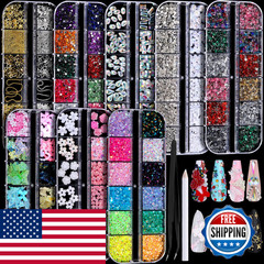 Fandamei Nail Charms Nail Rhinestones Kit 8 Boxes Of Nail Gems 3D Charms For