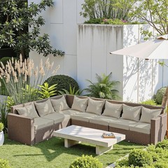 PatioGlow Outdoor Seat Cushion Set 22 x 24 x 4 Inch, 22 x 24 Beige1