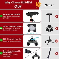 Telescopic Walking Cane with LED Light, Adjustable, Aluminum, Burgundy