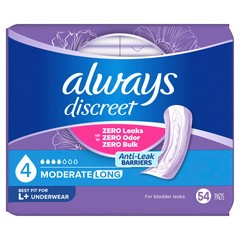 Incontinence Pads, Moderate Absorbency, Long 54 Count