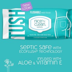 Moisture-Lock Nice ‚N Clean Flushable Wipes | 180 Count for Comfort & Cleansing