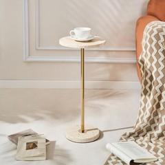 Premium Small Round Natural Marble Pedestal Side Table, End Table, Mini Drink…