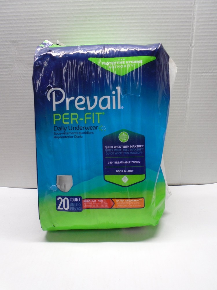 Prevail Per-Fit Daily Underwear 20 Count Medium 34″-46″ Extra Absorbency NEW